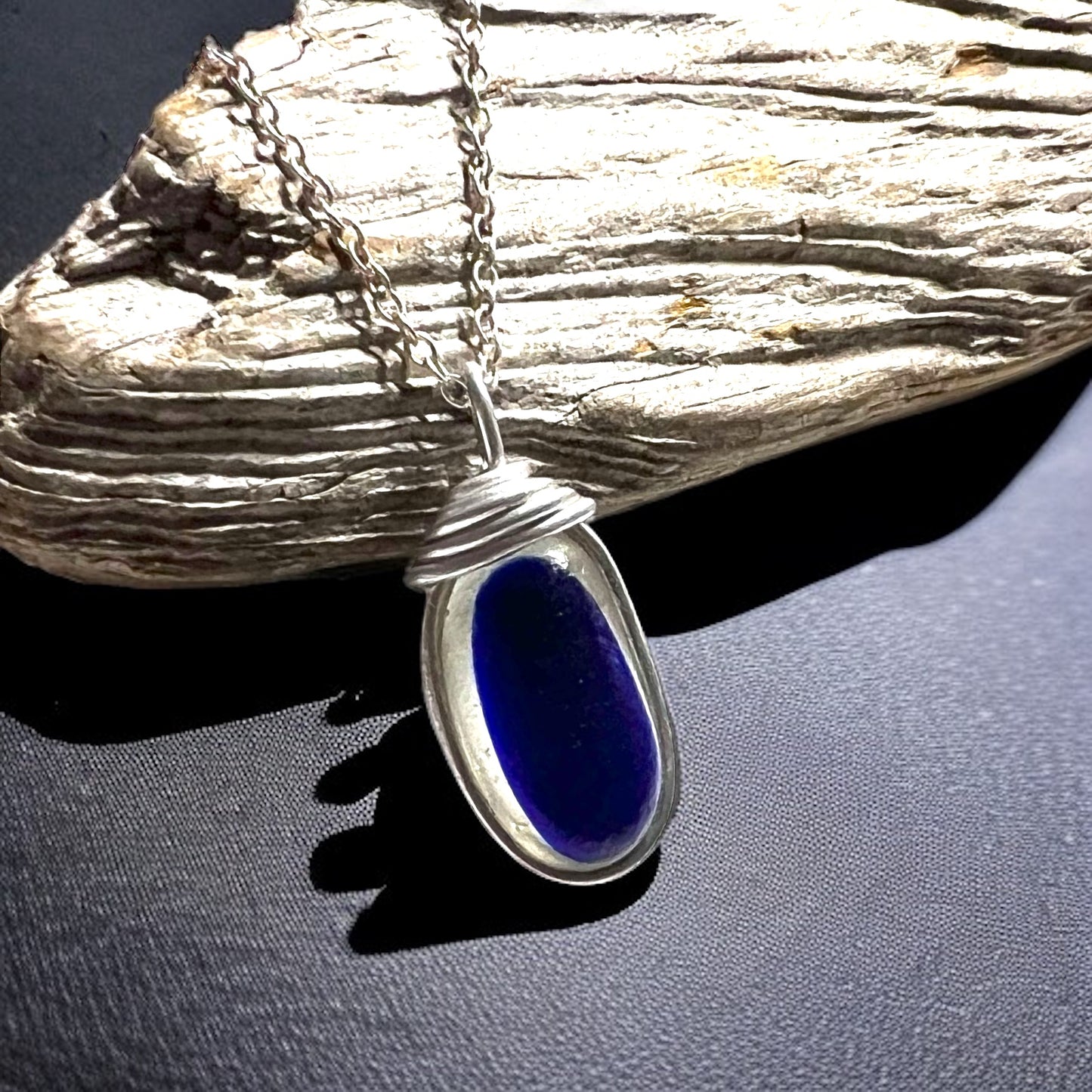 Deep Blue Seaham Sea Glass Multi Pendant