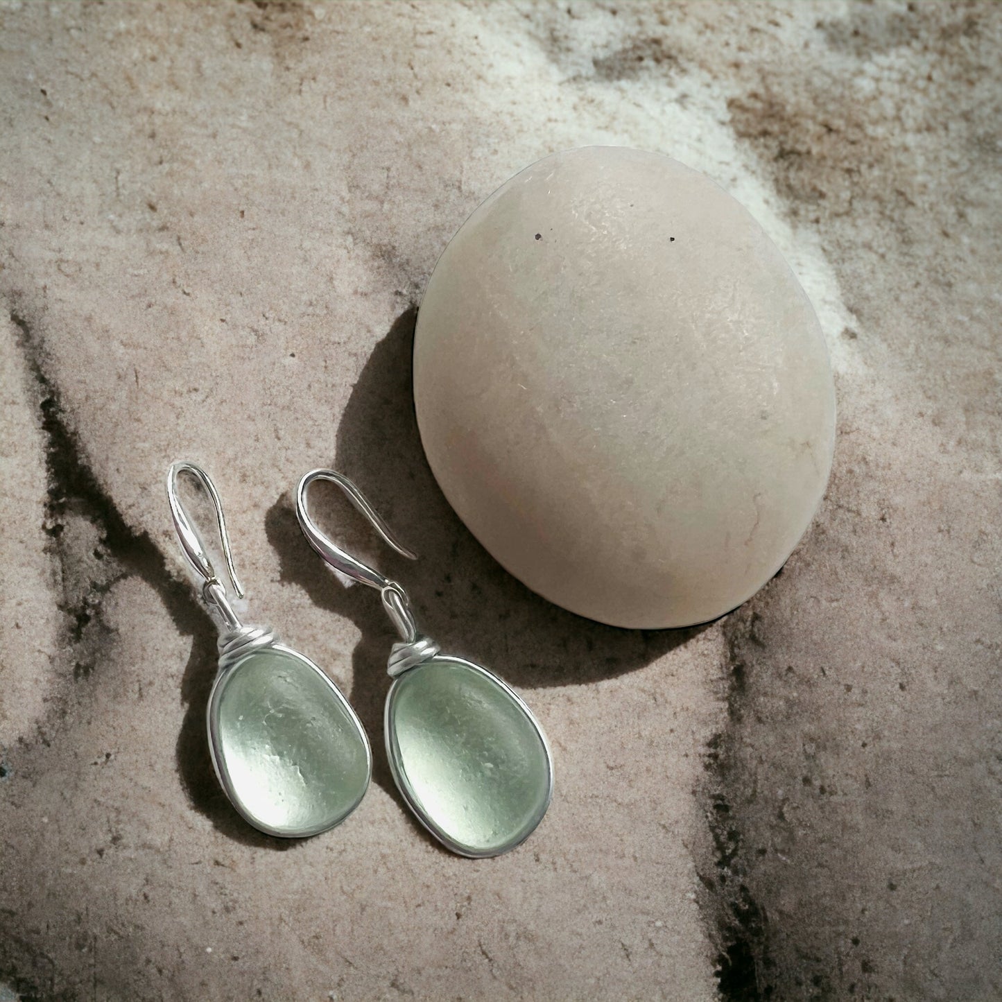 Chunky Aqua Sea Glass Earrings