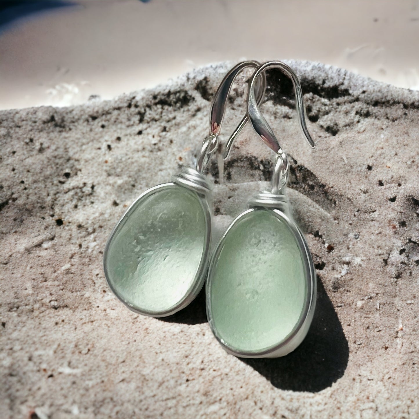 Chunky Aqua Sea Glass Earrings