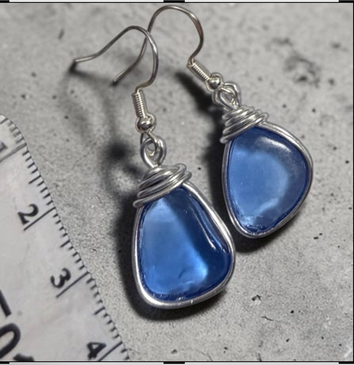 Canary Island Mid Blue Sea Glass Earrings