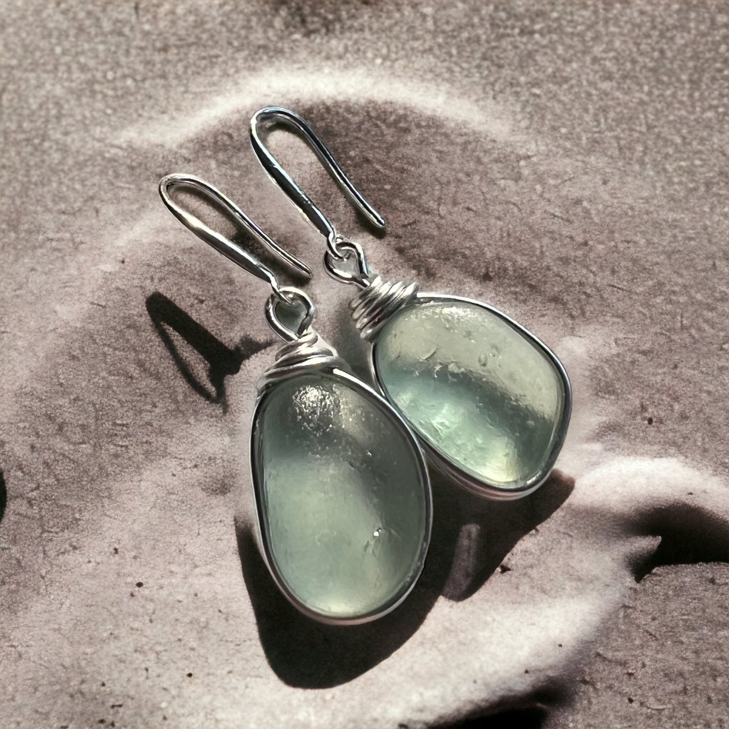 Chunky Aqua Sea Glass Earrings