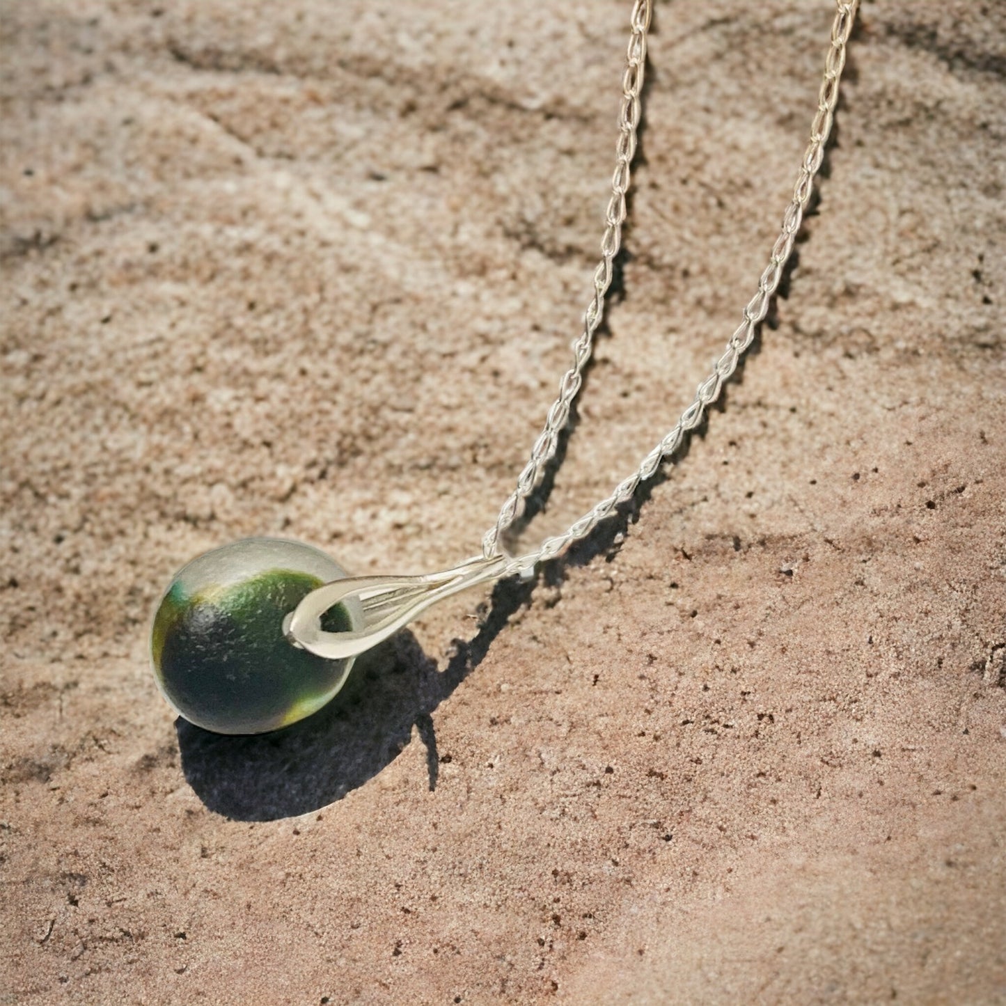 Green Seaham Sea Glass Multicolour Pendant