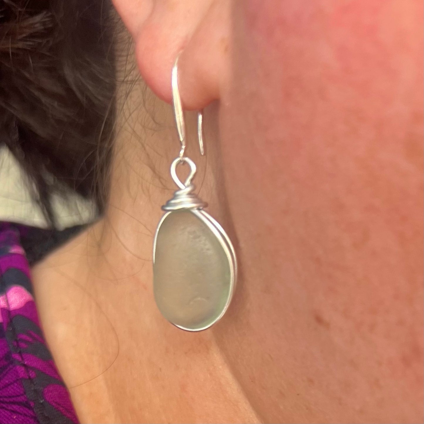Chunky Aqua Sea Glass Earrings