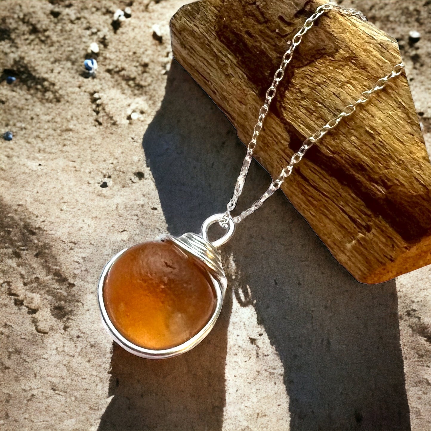Rare Peach Colour Seaham Sea Glass Pendant