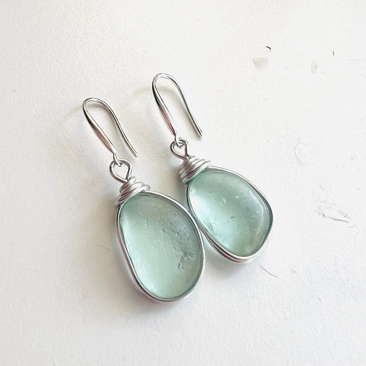 Chunky Aqua Sea Glass Earrings