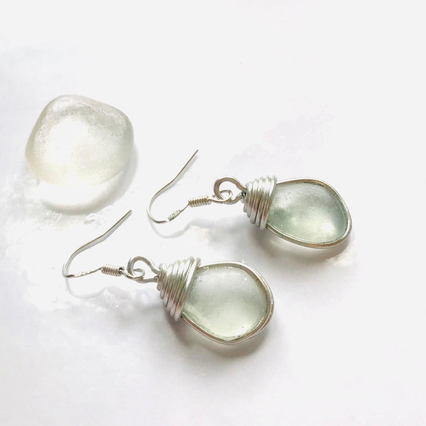 Seafoam Dangly Devon Sea Glass Earrings