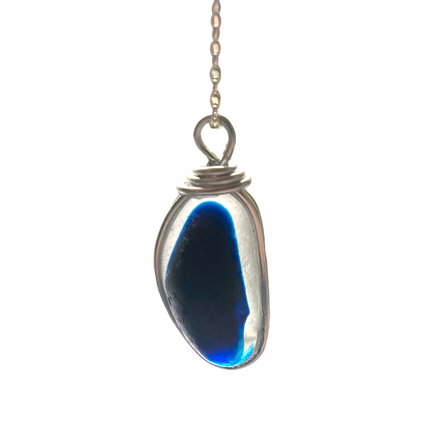 Large Seaham Sea Glass Blues Multi Pendant