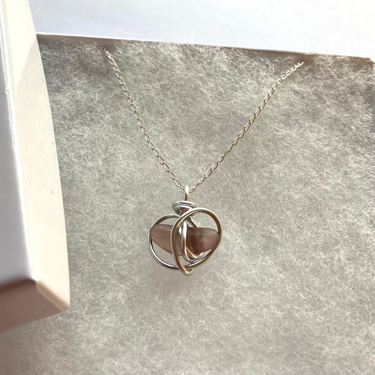 Pink Seaham Sea Glass Heart Pendant