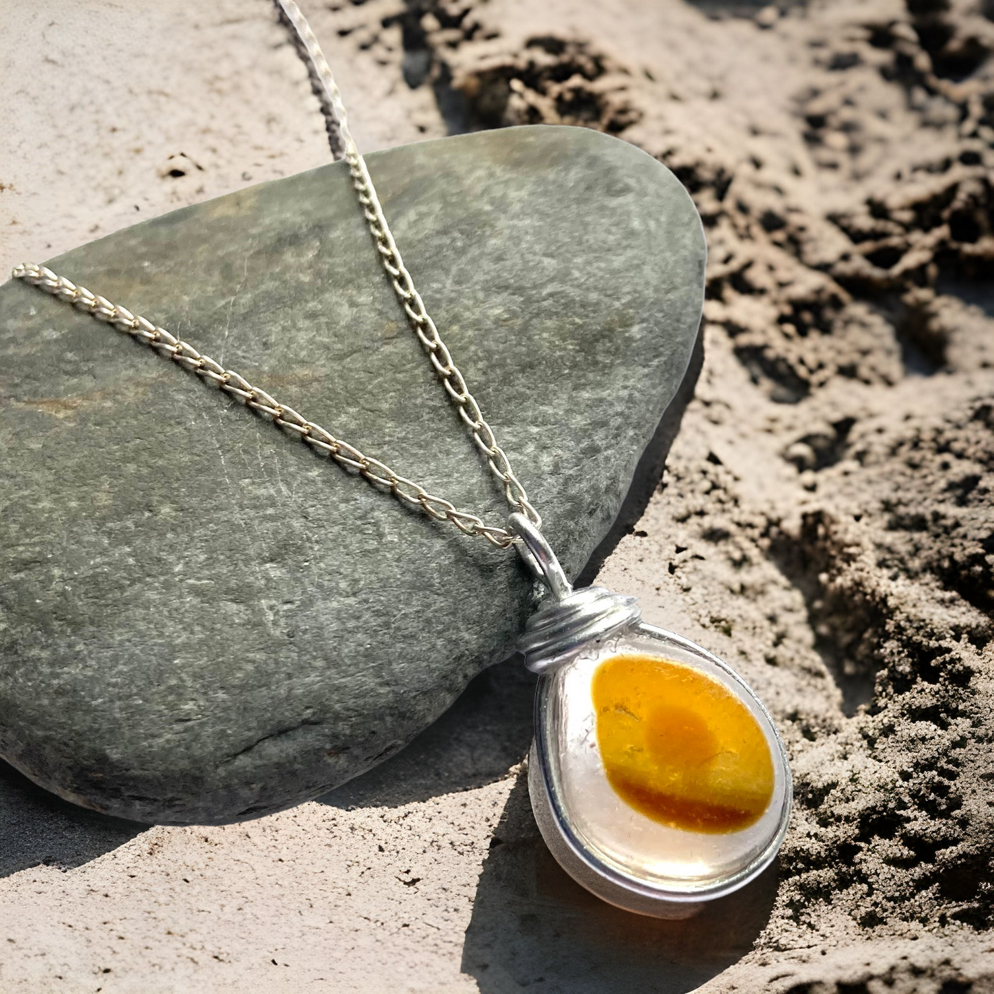 Yellow Tones Seaham Sea Glass Multi Pendant