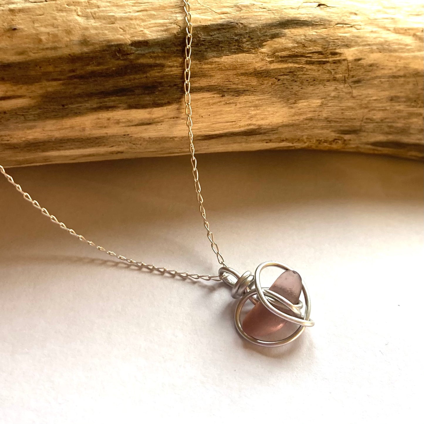 Pink Seaham Sea Glass Heart Pendant