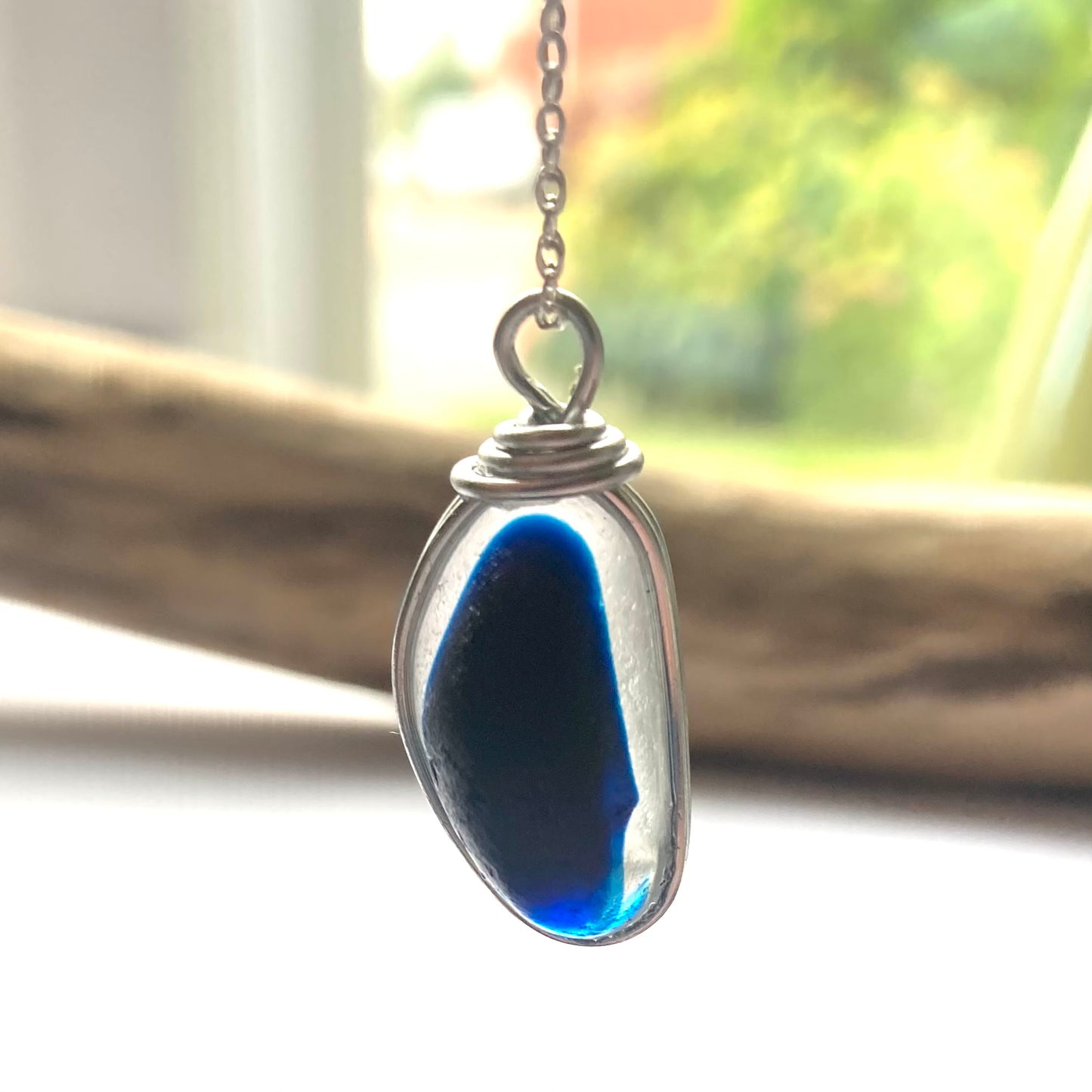 Large Seaham Sea Glass Blues Multi Pendant