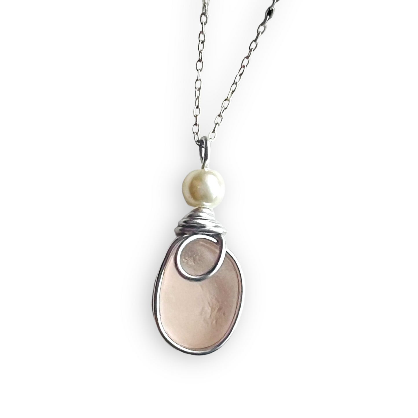 Very Pale Pink Seaham Sea Glass Pendant