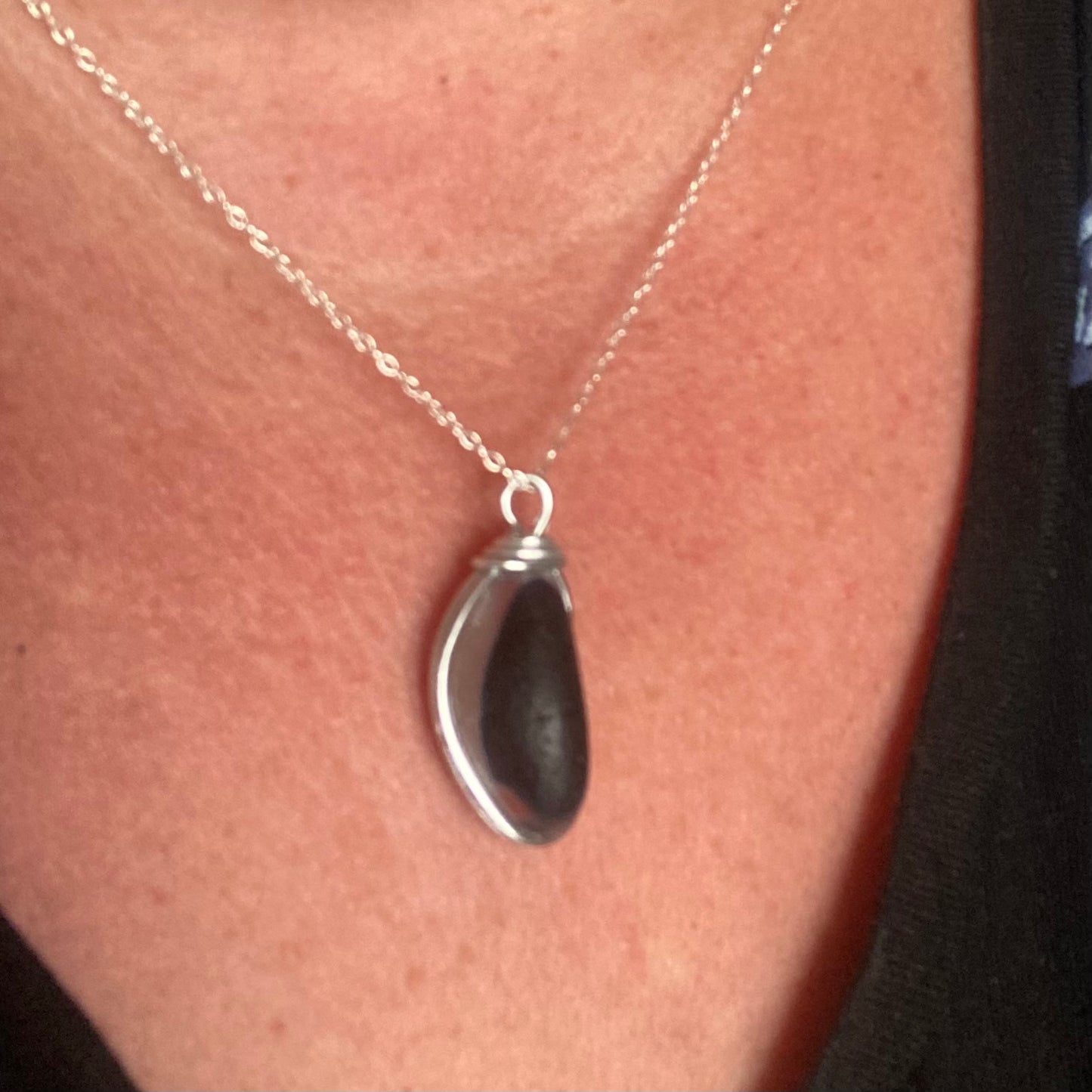 Large Seaham Sea Glass Blues Multi Pendant