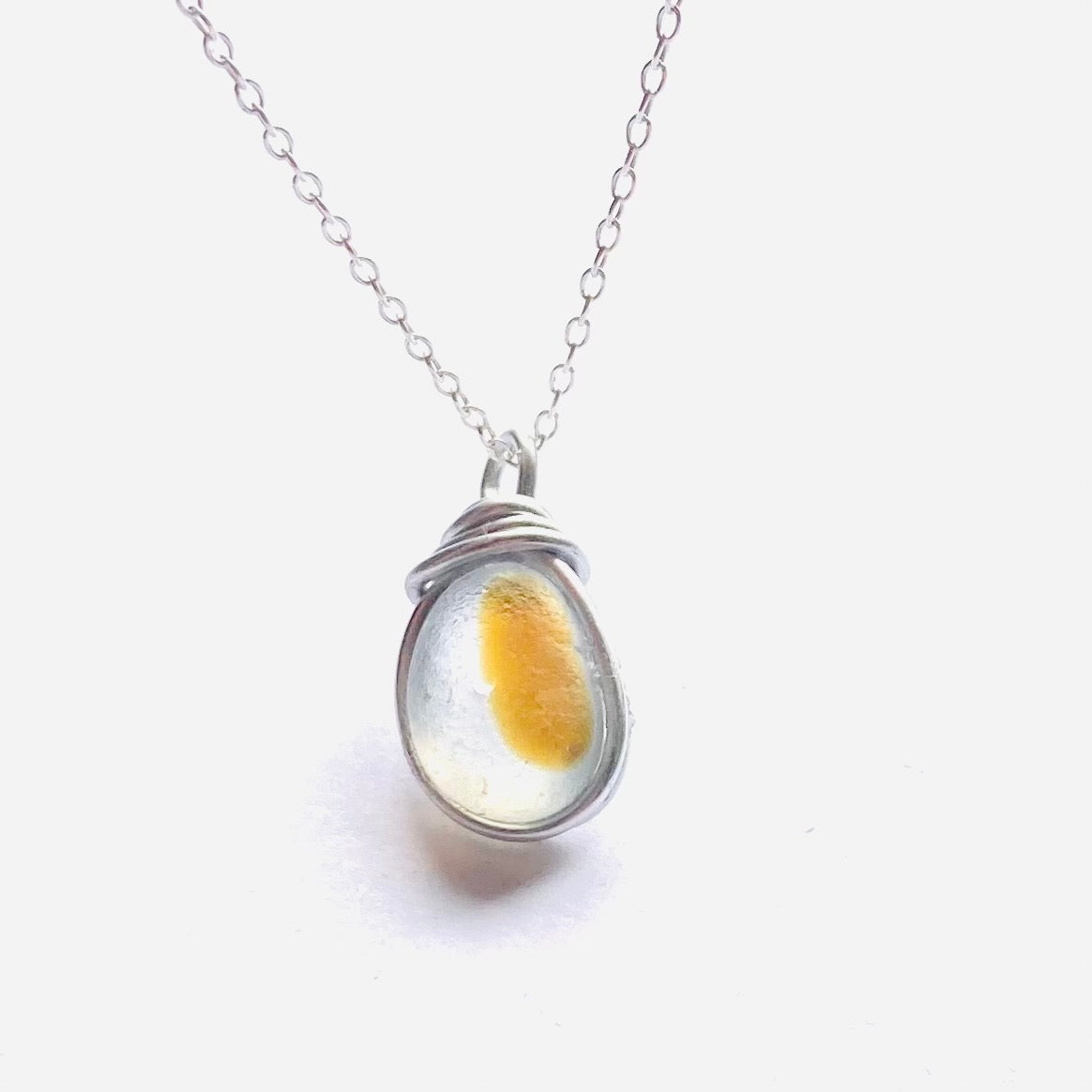 Yellow and White Seaham Sea Glass Multi Pendant