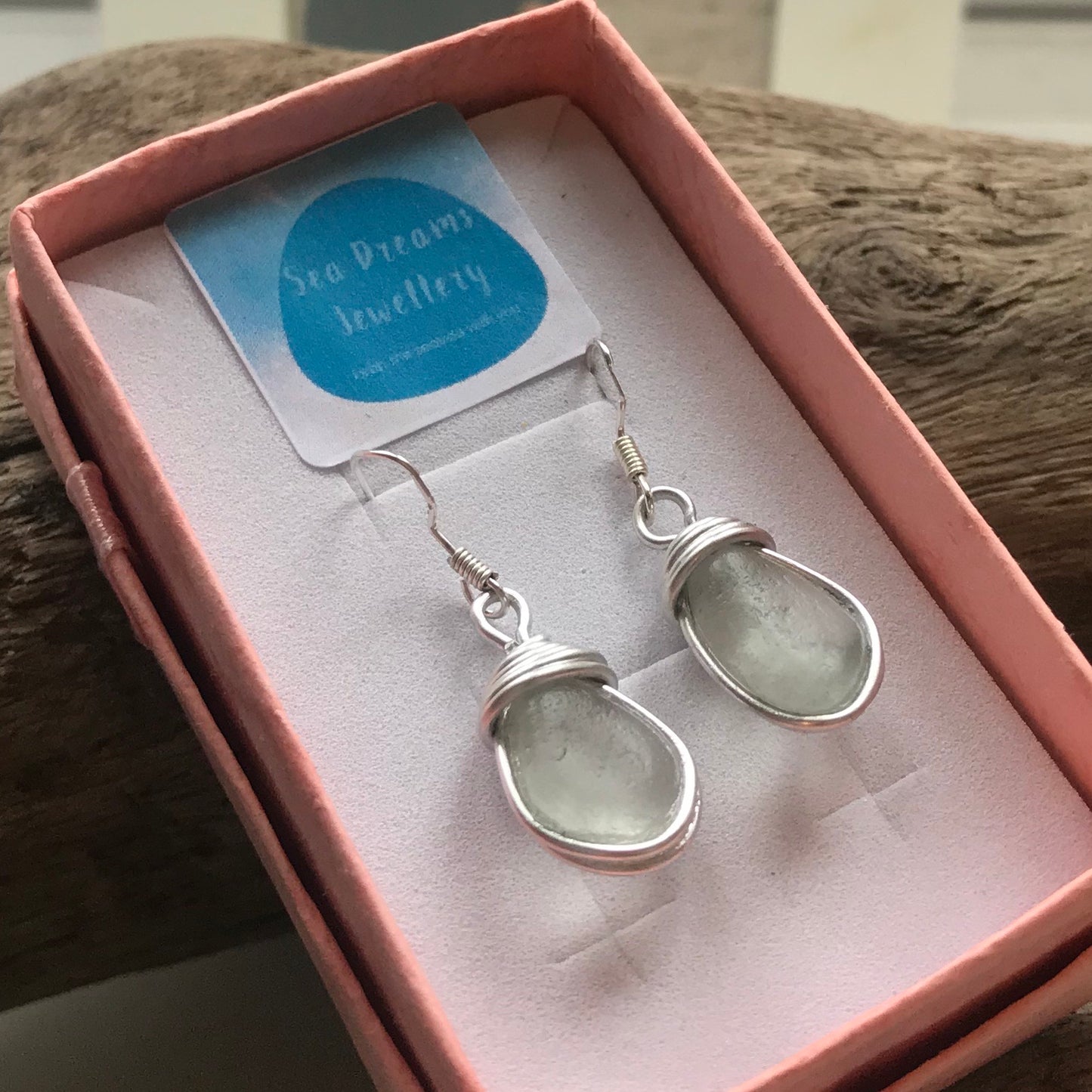 Seafoam Dangly Devon Sea Glass Earrings