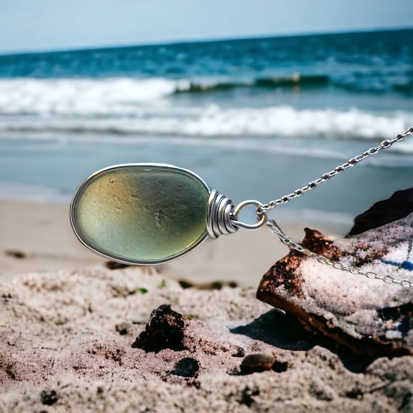 Aqua Seaham Sea Glass Pendant