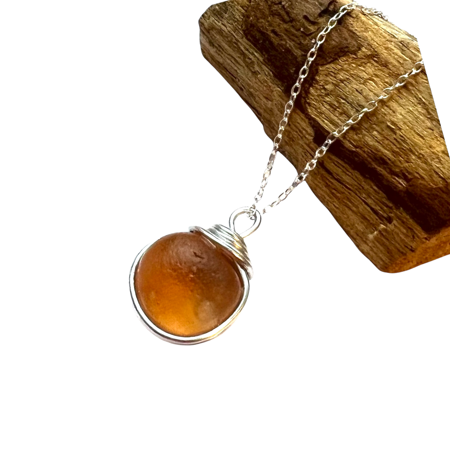 Rare Peach Colour Seaham Sea Glass Pendant