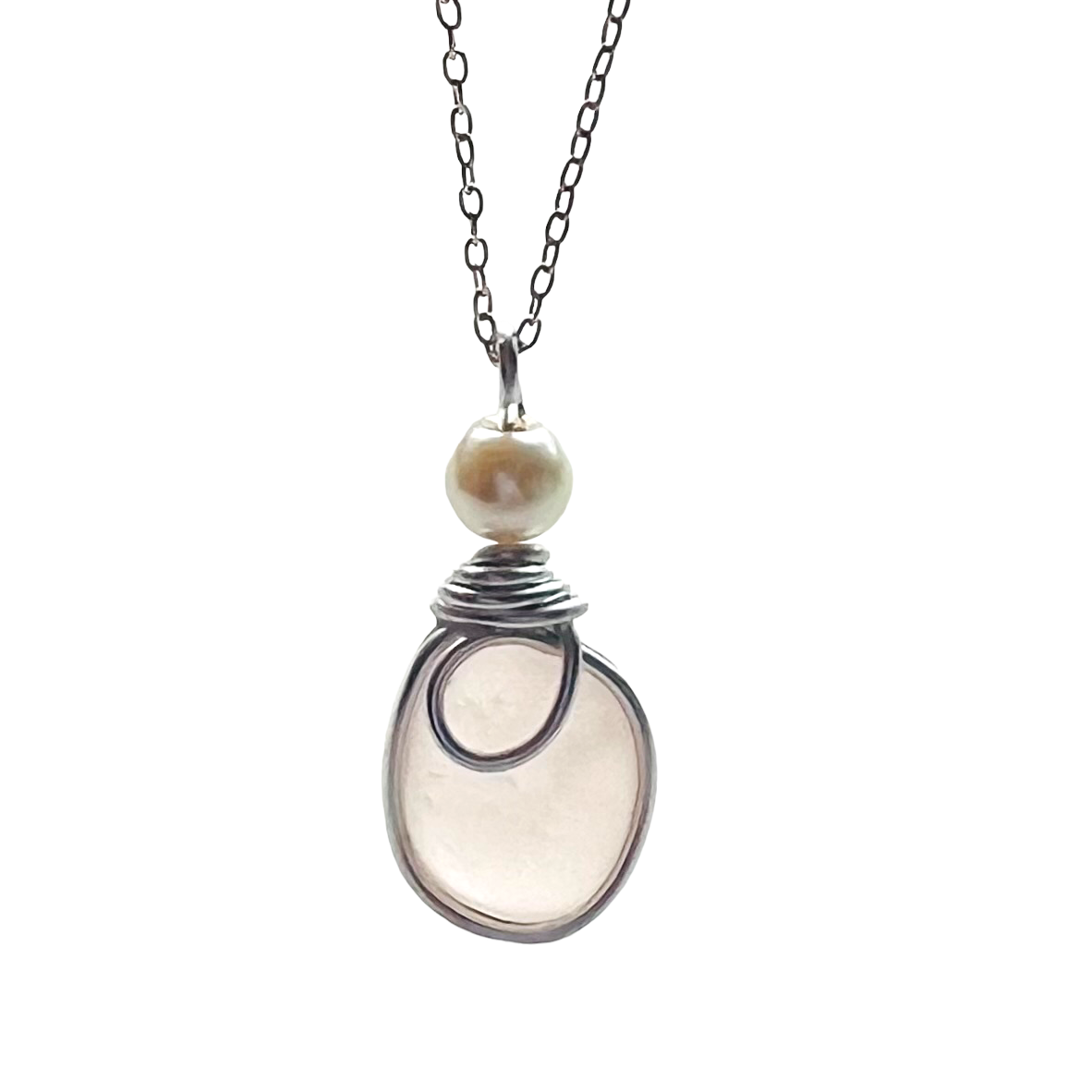 Very Pale Pink Seaham Sea Glass Pendant