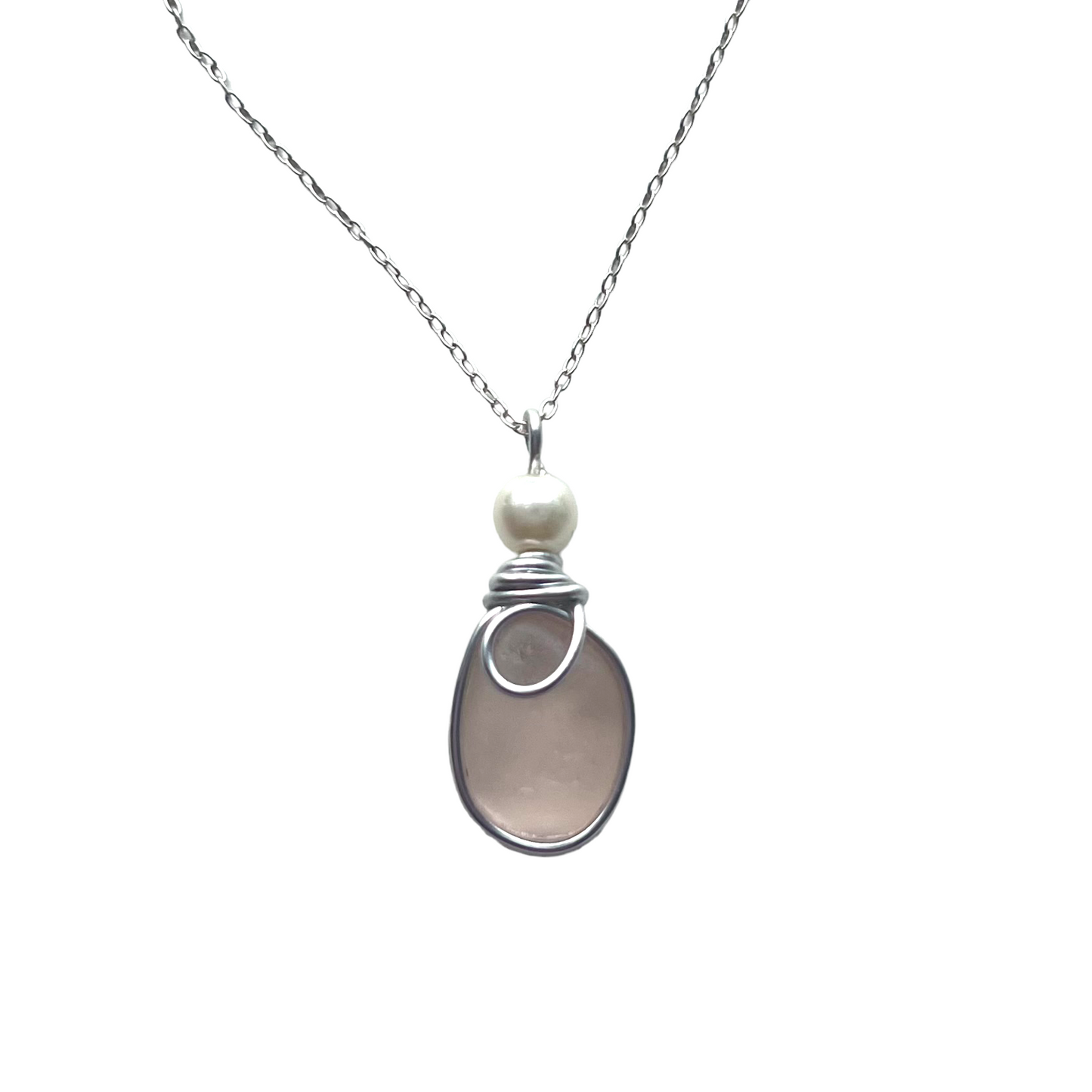 Very Pale Pink Seaham Sea Glass Pendant
