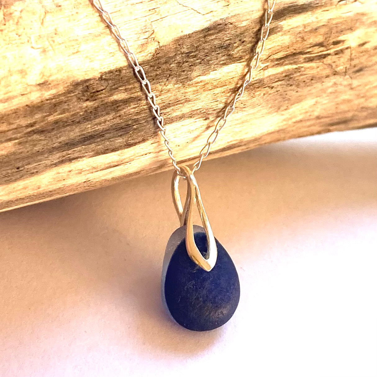 Blue Seaham Sea Glass Multi on Sterling Silver