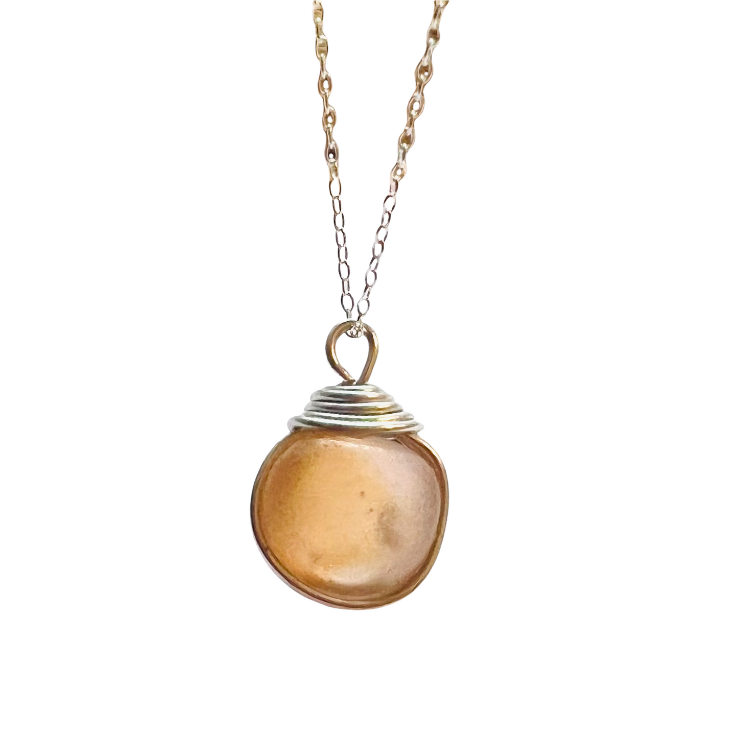 Rare Peach Colour Seaham Sea Glass Pendant