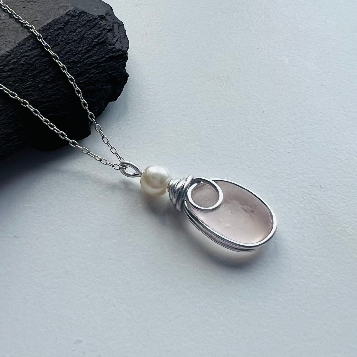 Very Pale Pink Seaham Sea Glass Pendant