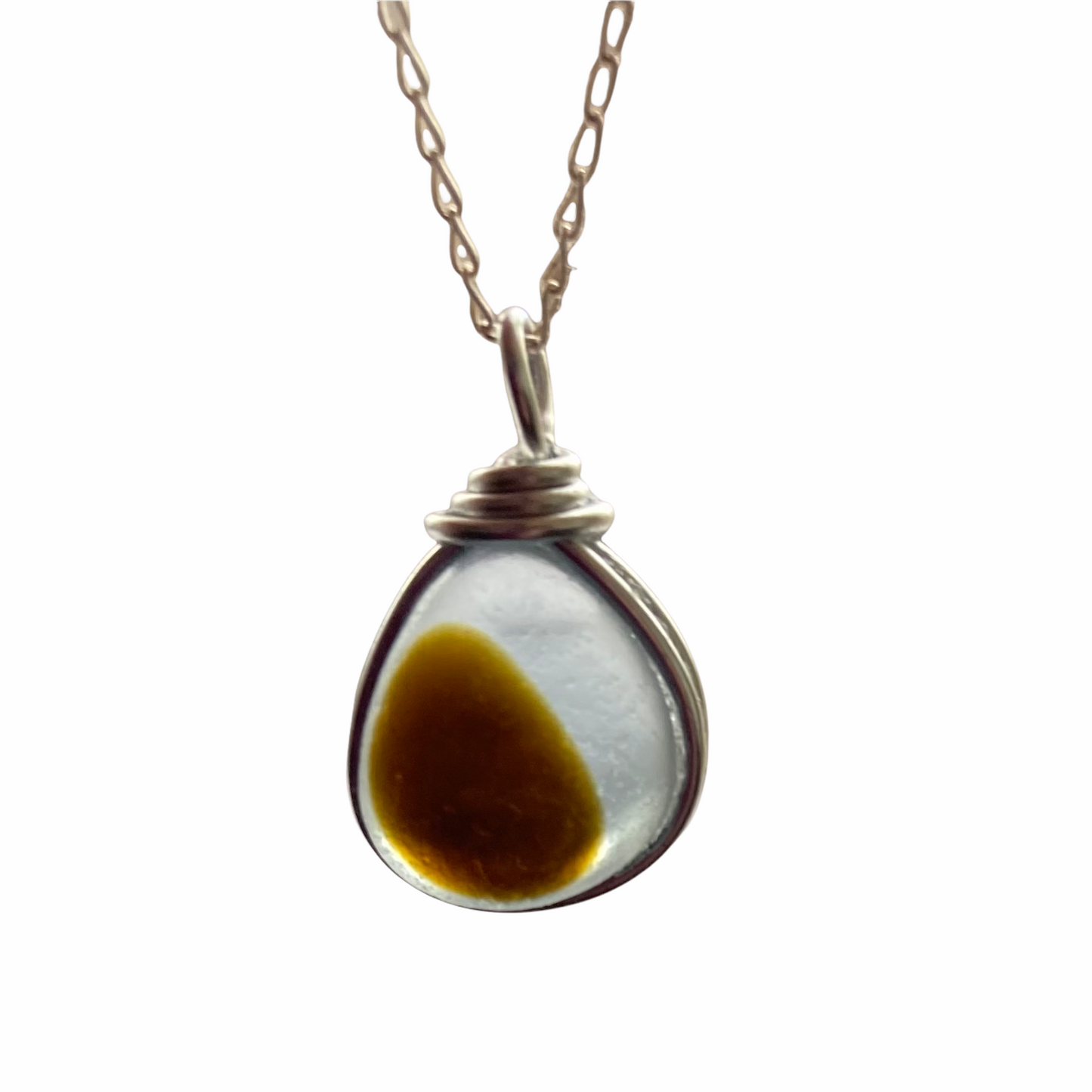Olive and White Seaham Sea Glass Pendant