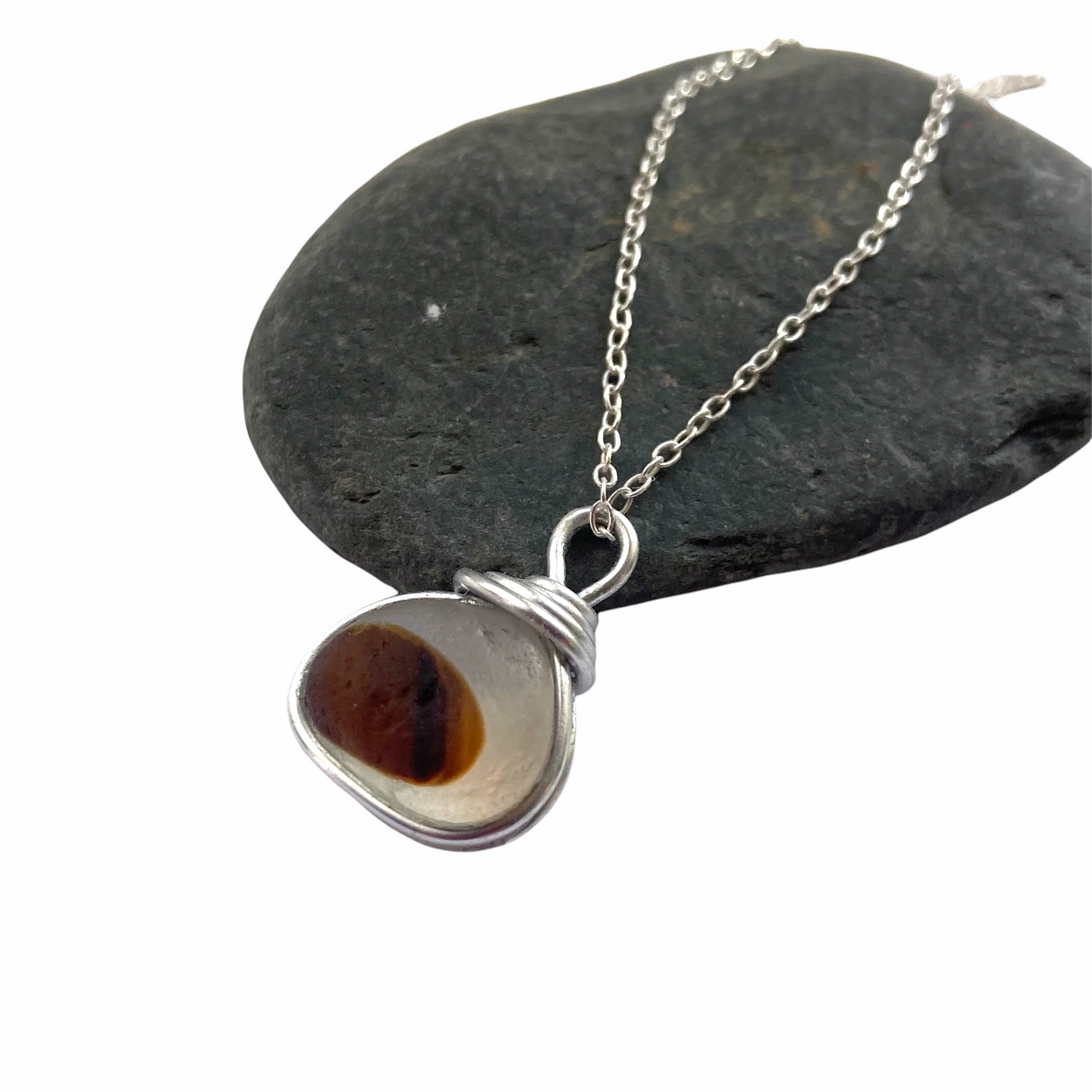 Beautiful Seaham Sea Glass Multi Tone Pendant