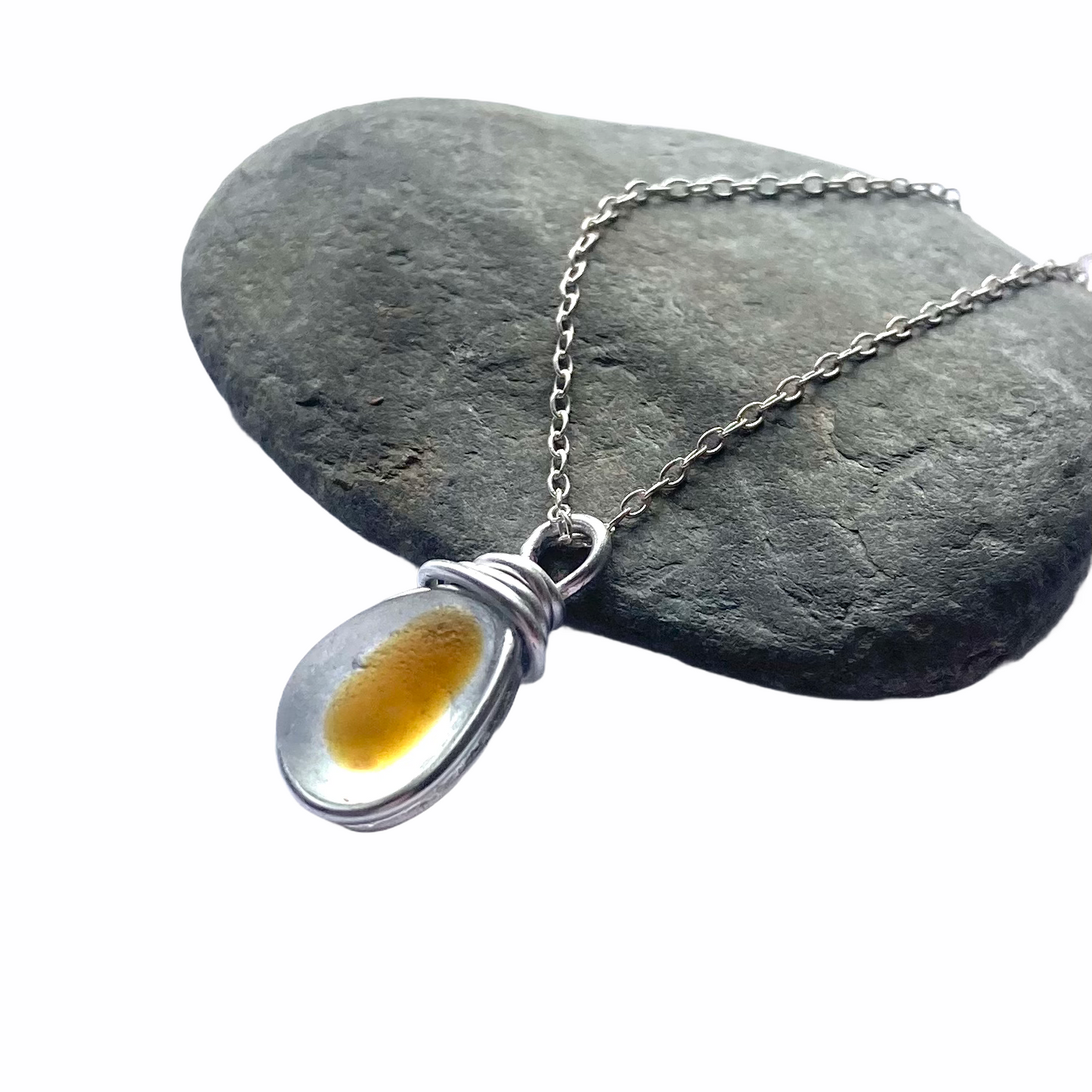 Yellow and White Seaham Sea Glass Multi Pendant