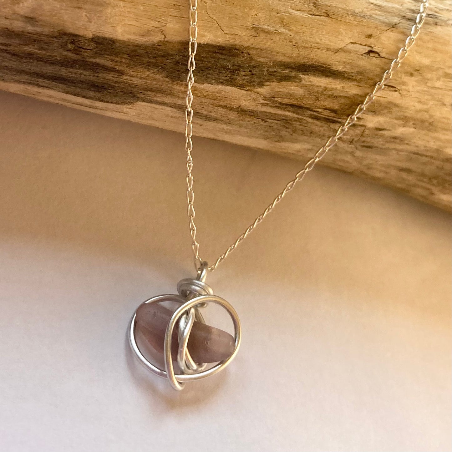 Pink Seaham Sea Glass Heart Pendant