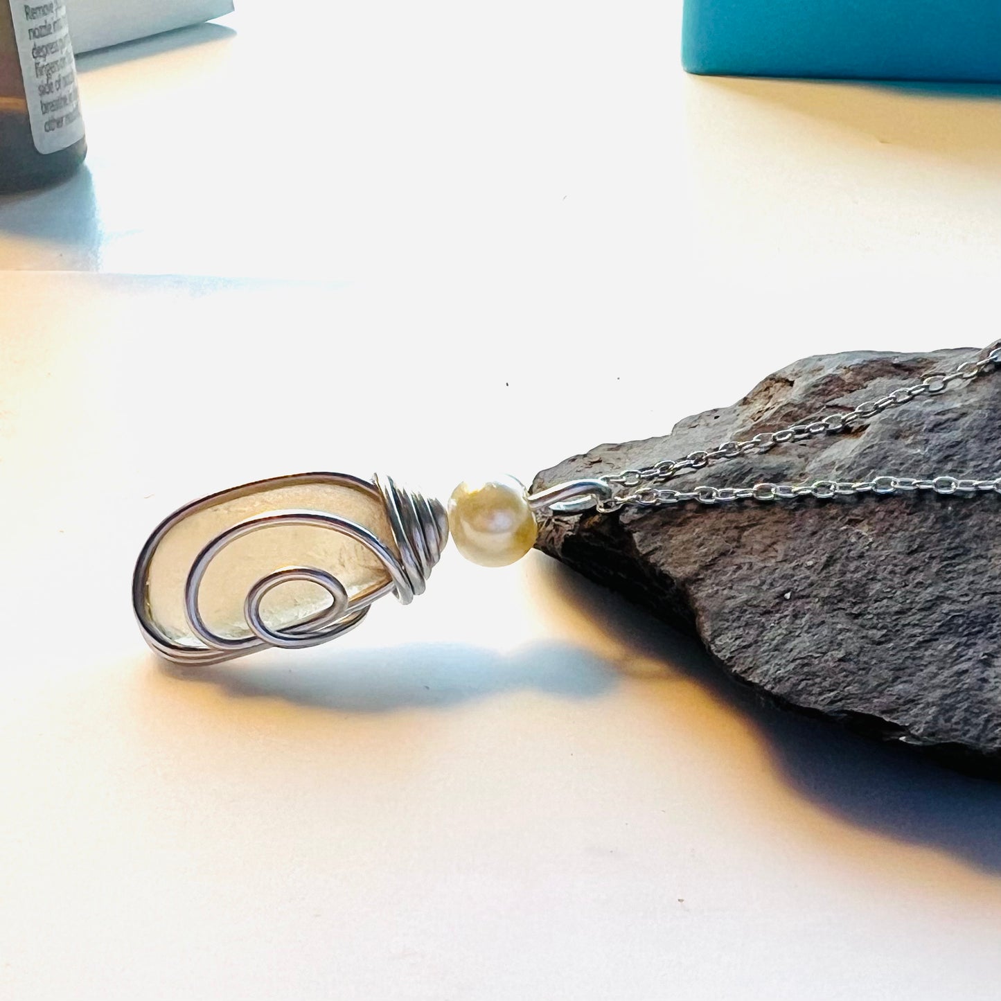 Rare Beige Seaham Sea Glass Pendant