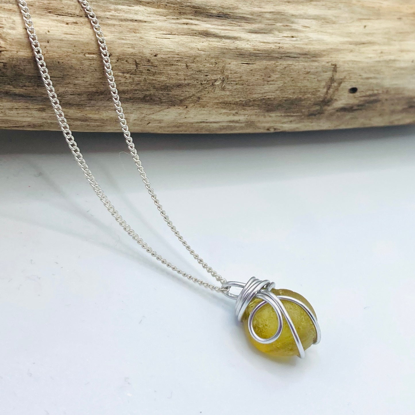 Chunky Yellow Seaham Sea Glass Pendant