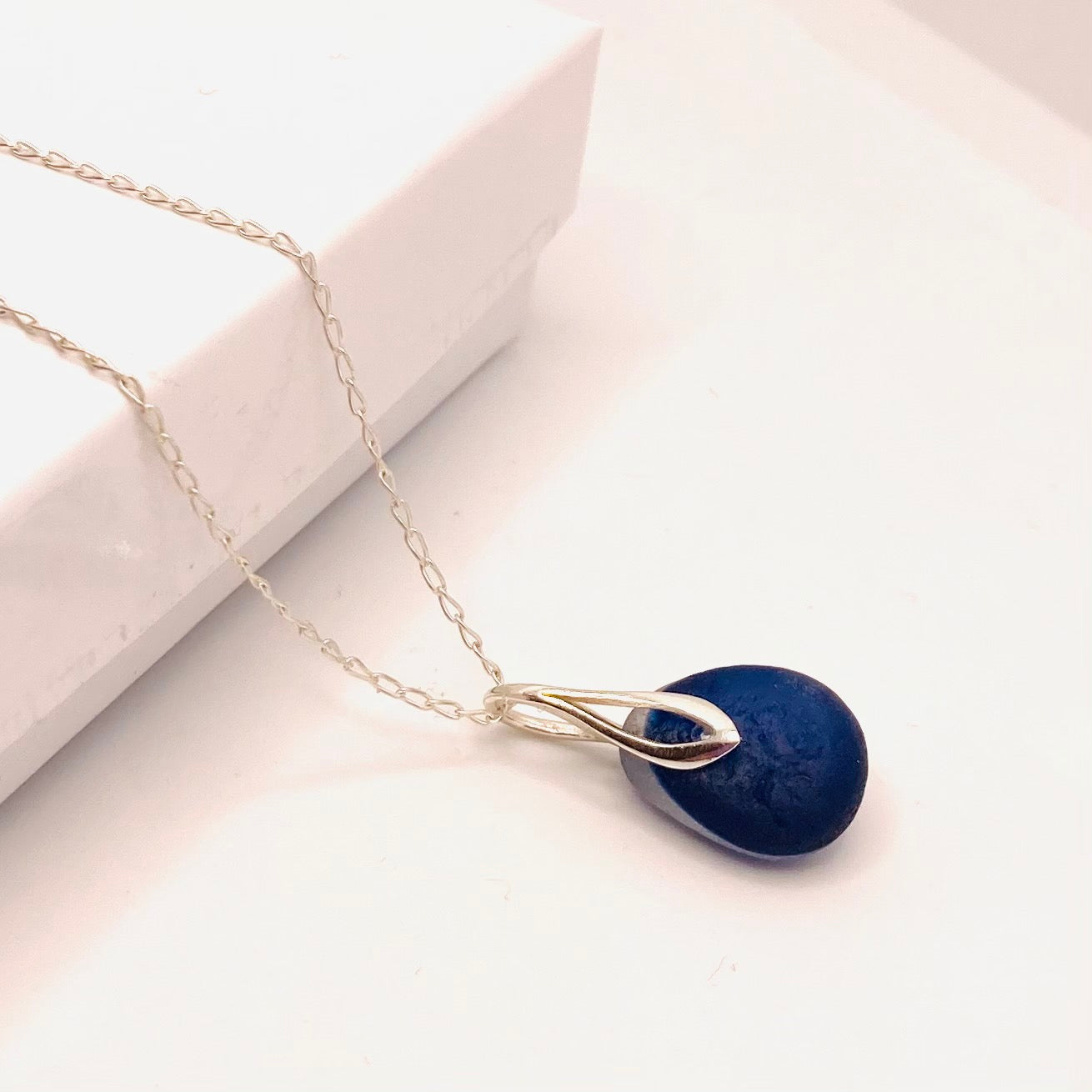 Blue Seaham Sea Glass Multi on Sterling Silver
