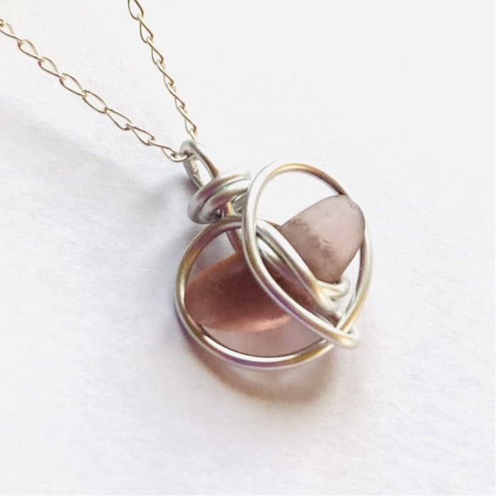 Pink Seaham Sea Glass Heart Pendant