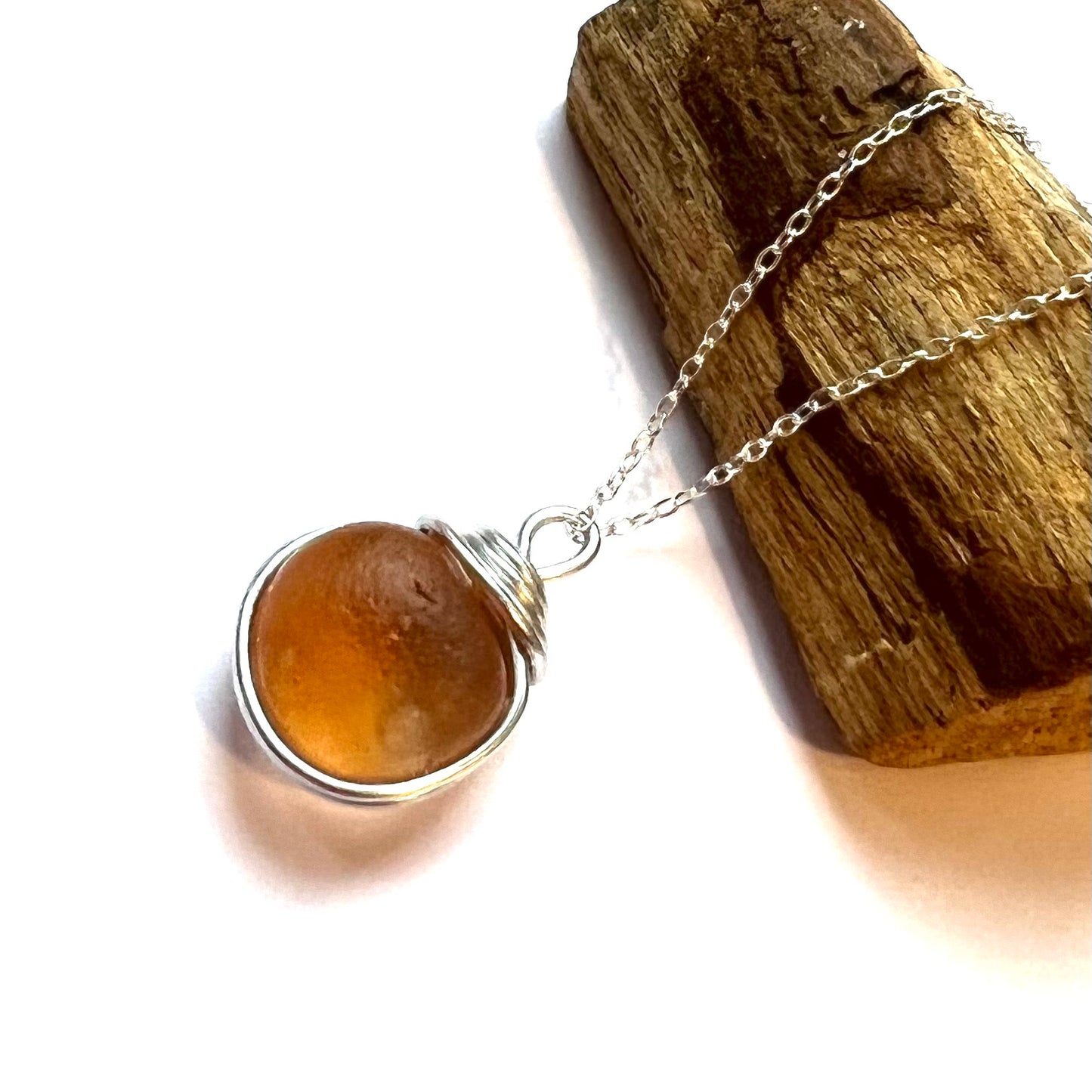 Rare Peach Colour Seaham Sea Glass Pendant