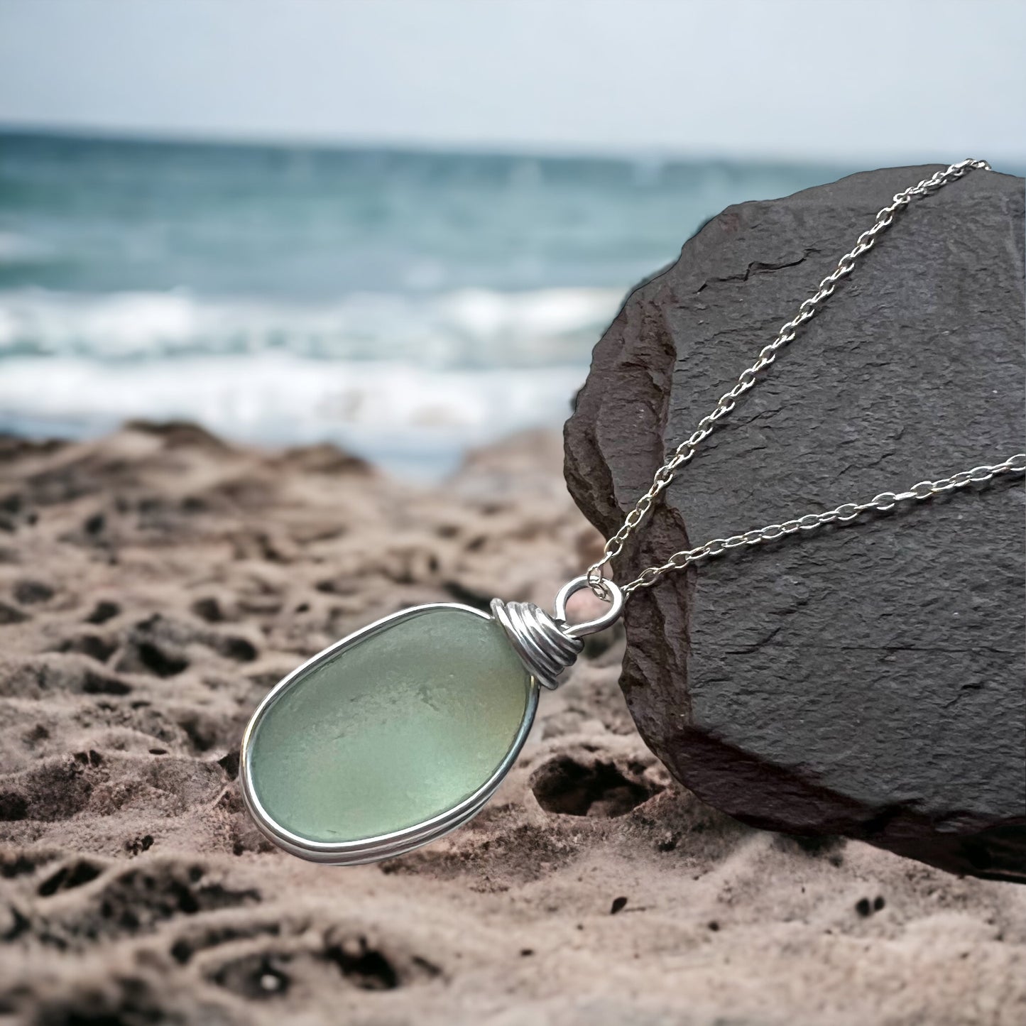 Aqua Seaham Sea Glass Pendant