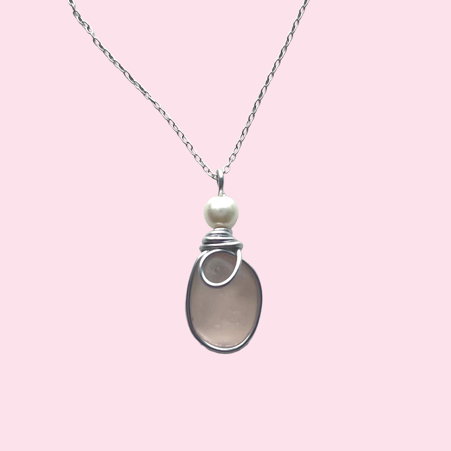 Very Pale Pink Seaham Sea Glass Pendant