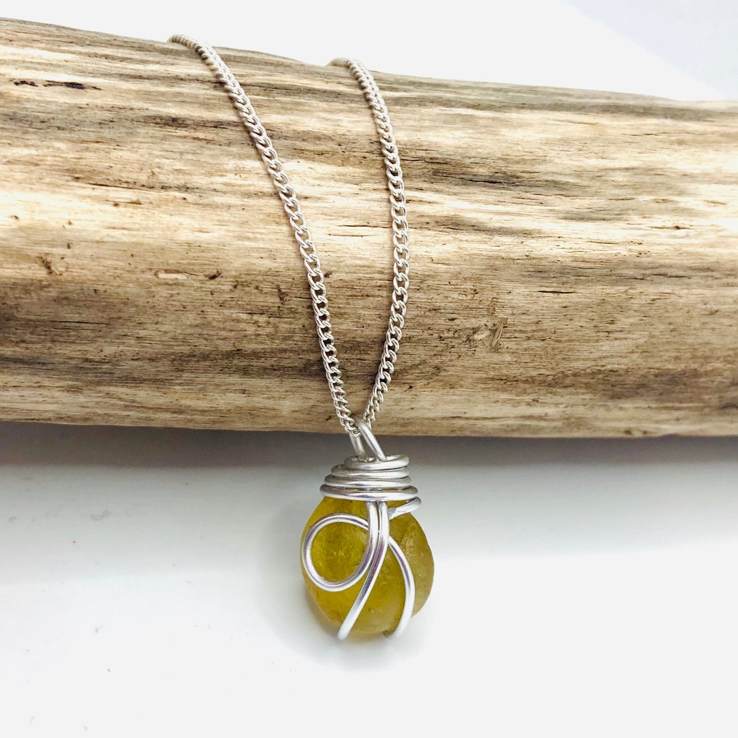 Chunky Yellow Seaham Sea Glass Pendant