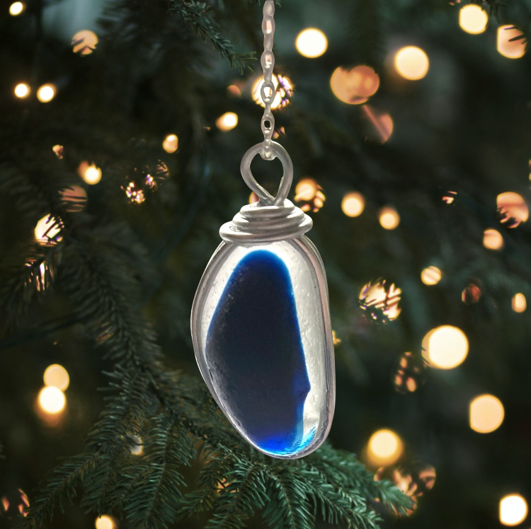 Large Seaham Sea Glass Blues Multi Pendant