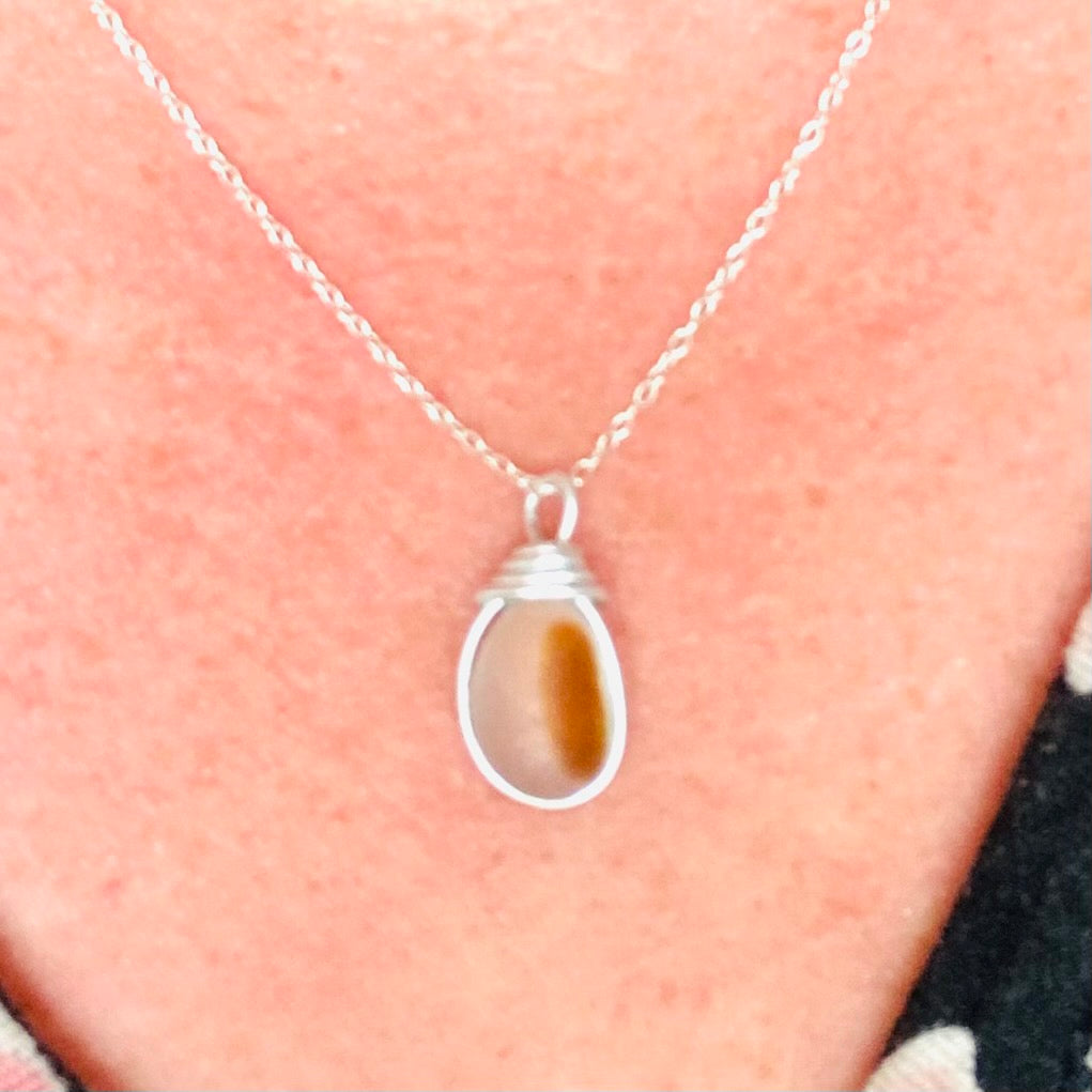 Yellow and White Seaham Sea Glass Multi Pendant