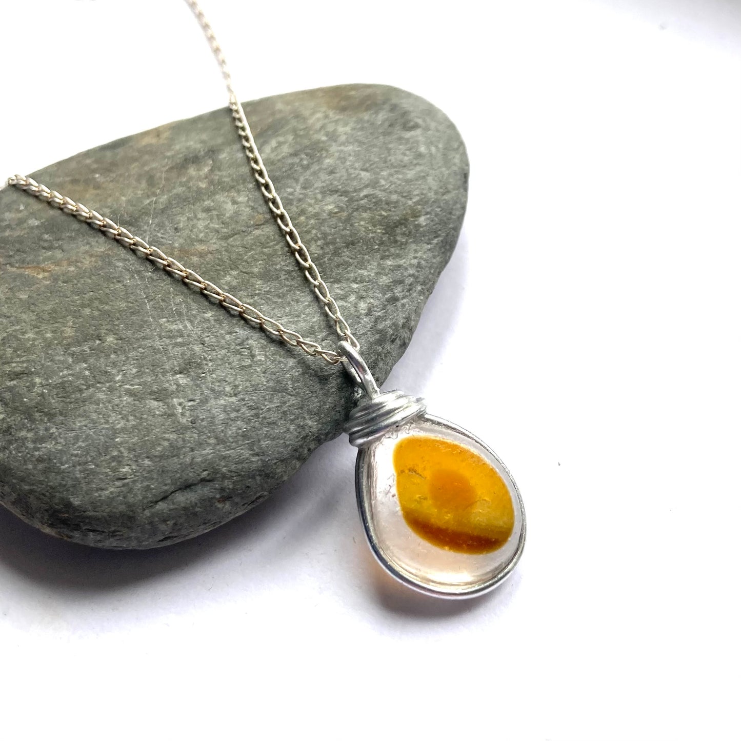 Yellow Tones Seaham Sea Glass Multi Pendant