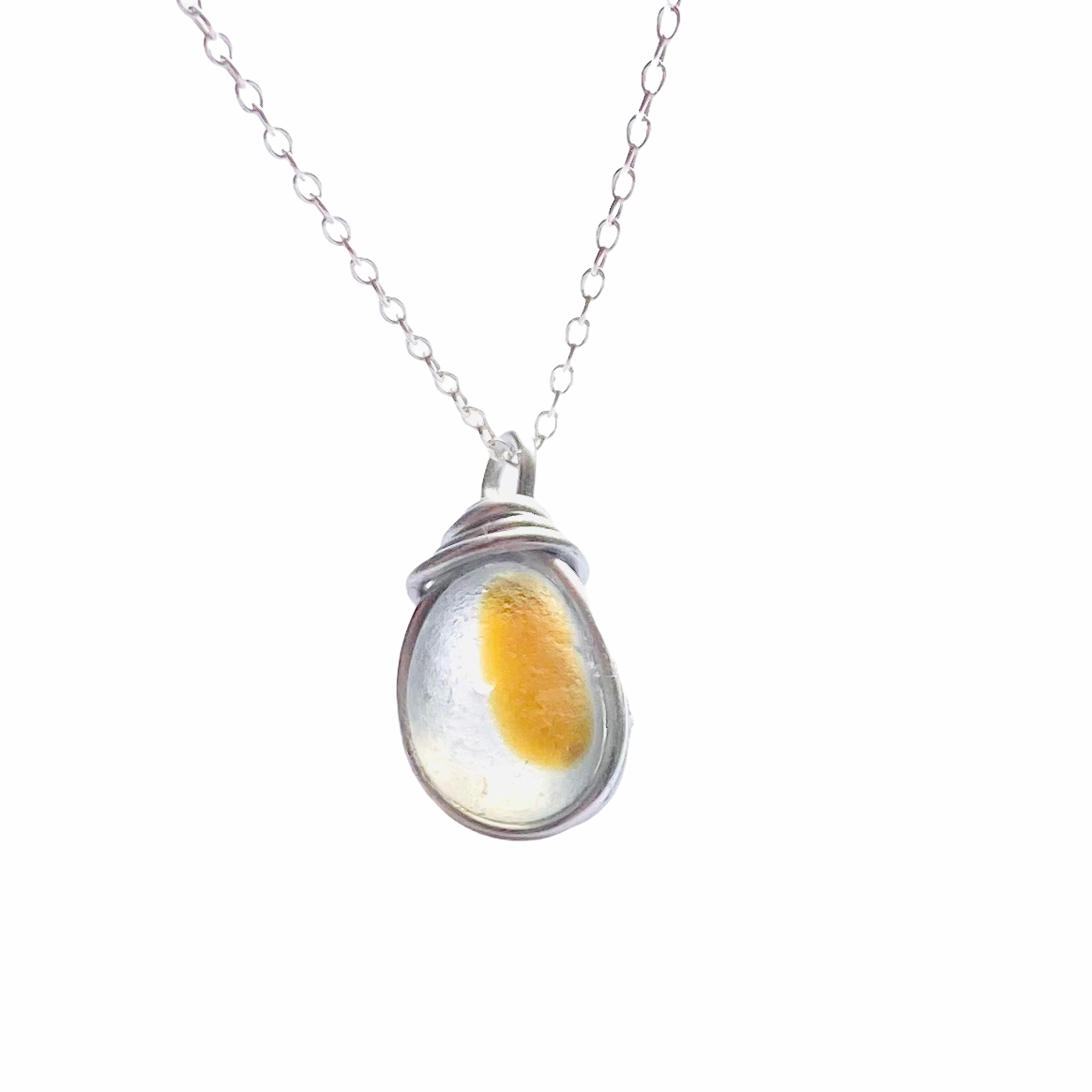 Yellow and White Seaham Sea Glass Multi Pendant