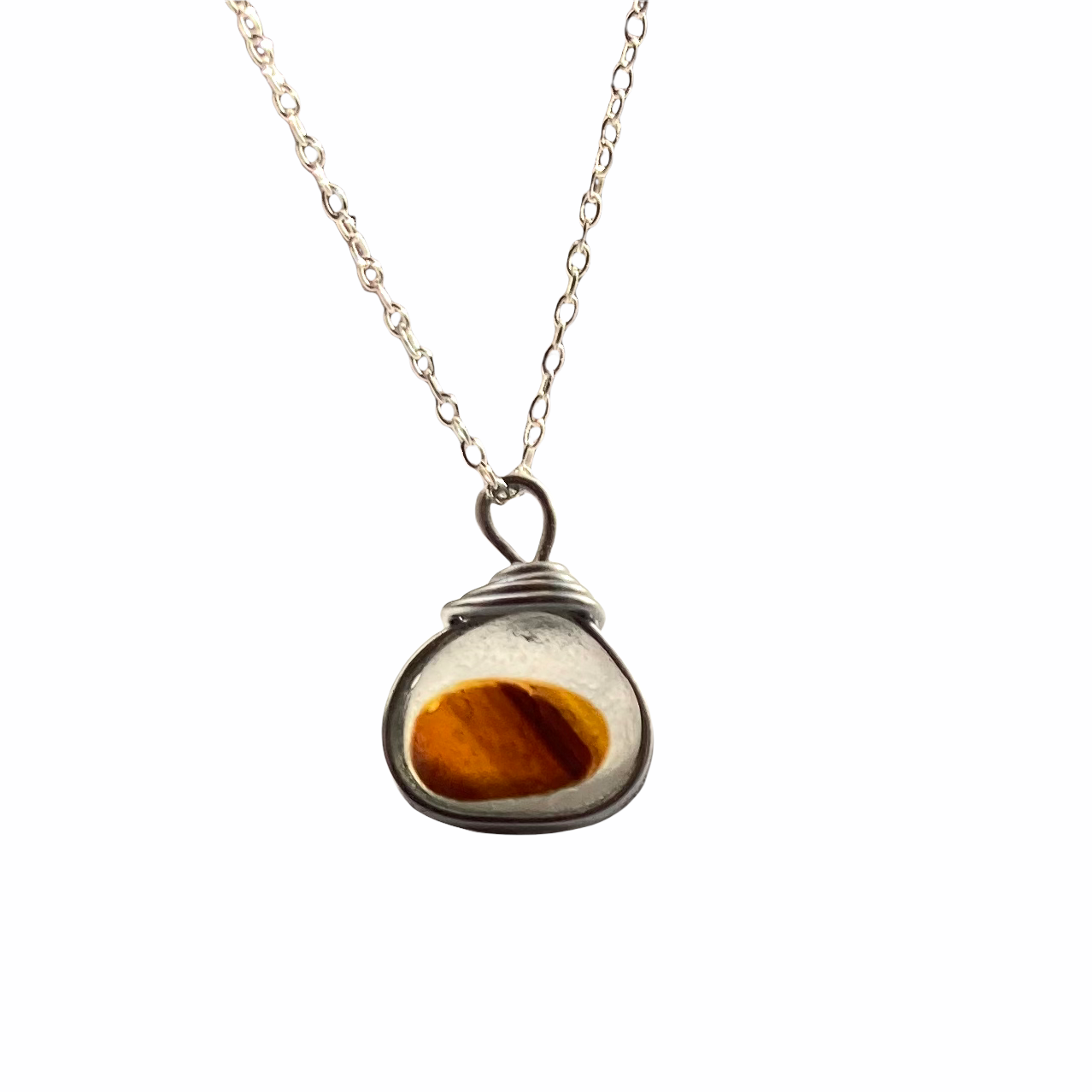 Beautiful Seaham Sea Glass Multi Tone Pendant