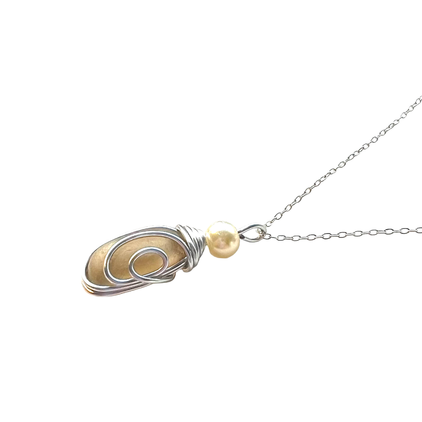 Rare Beige Seaham Sea Glass Pendant