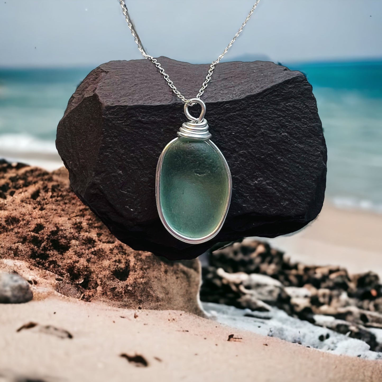 Aqua Seaham Sea Glass Pendant