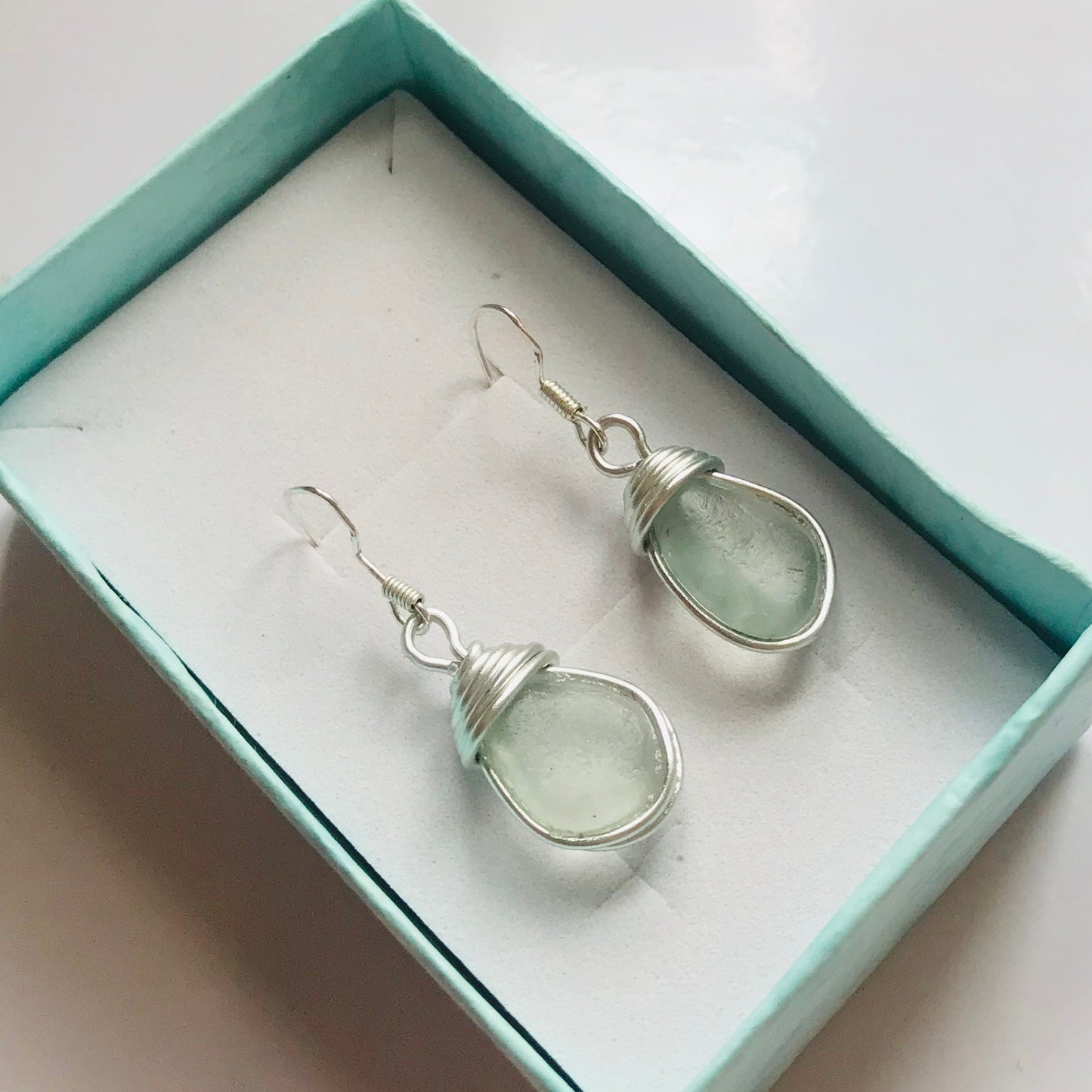 Seafoam Dangly Devon Sea Glass Earrings