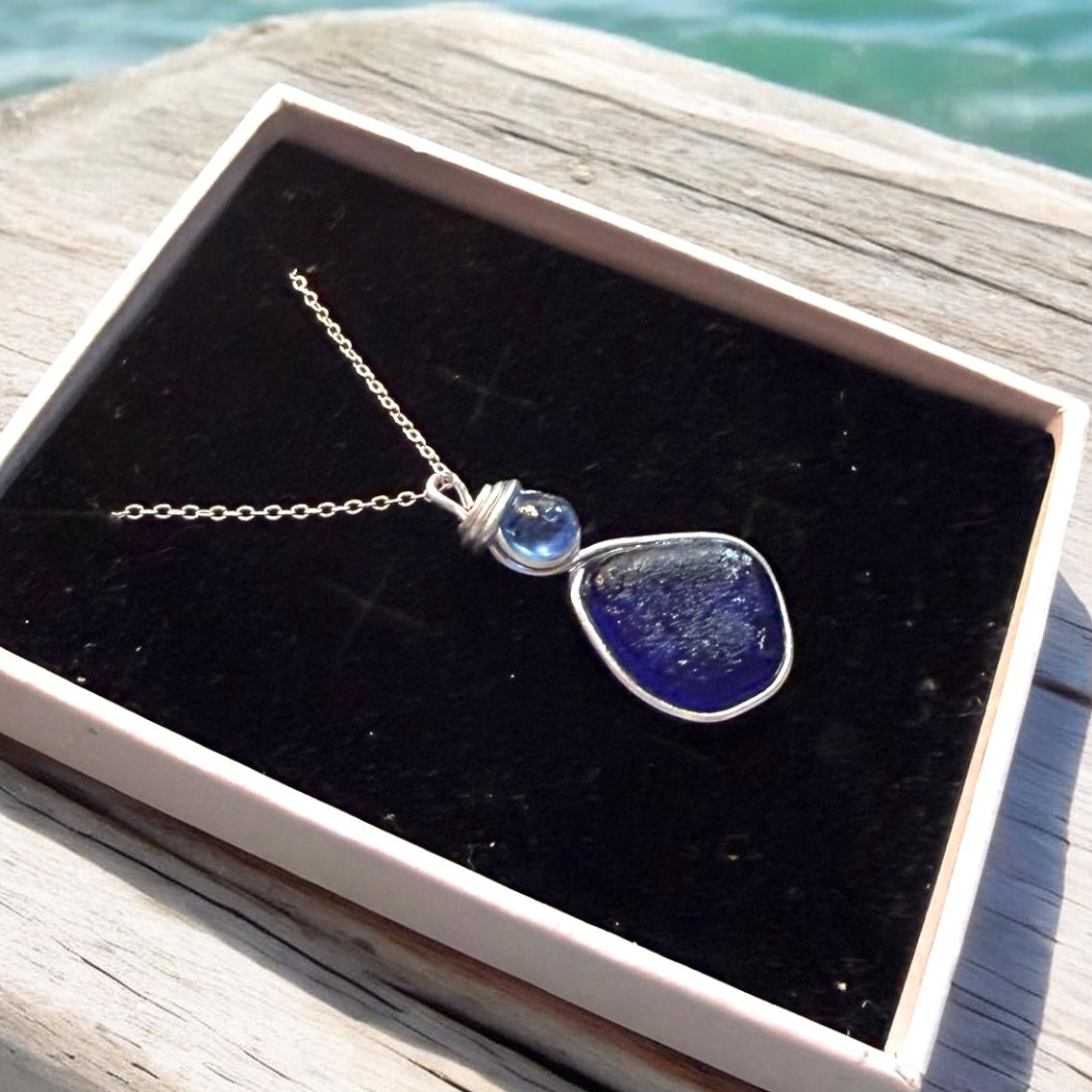 Blue Seaham Sea Glass Pendant