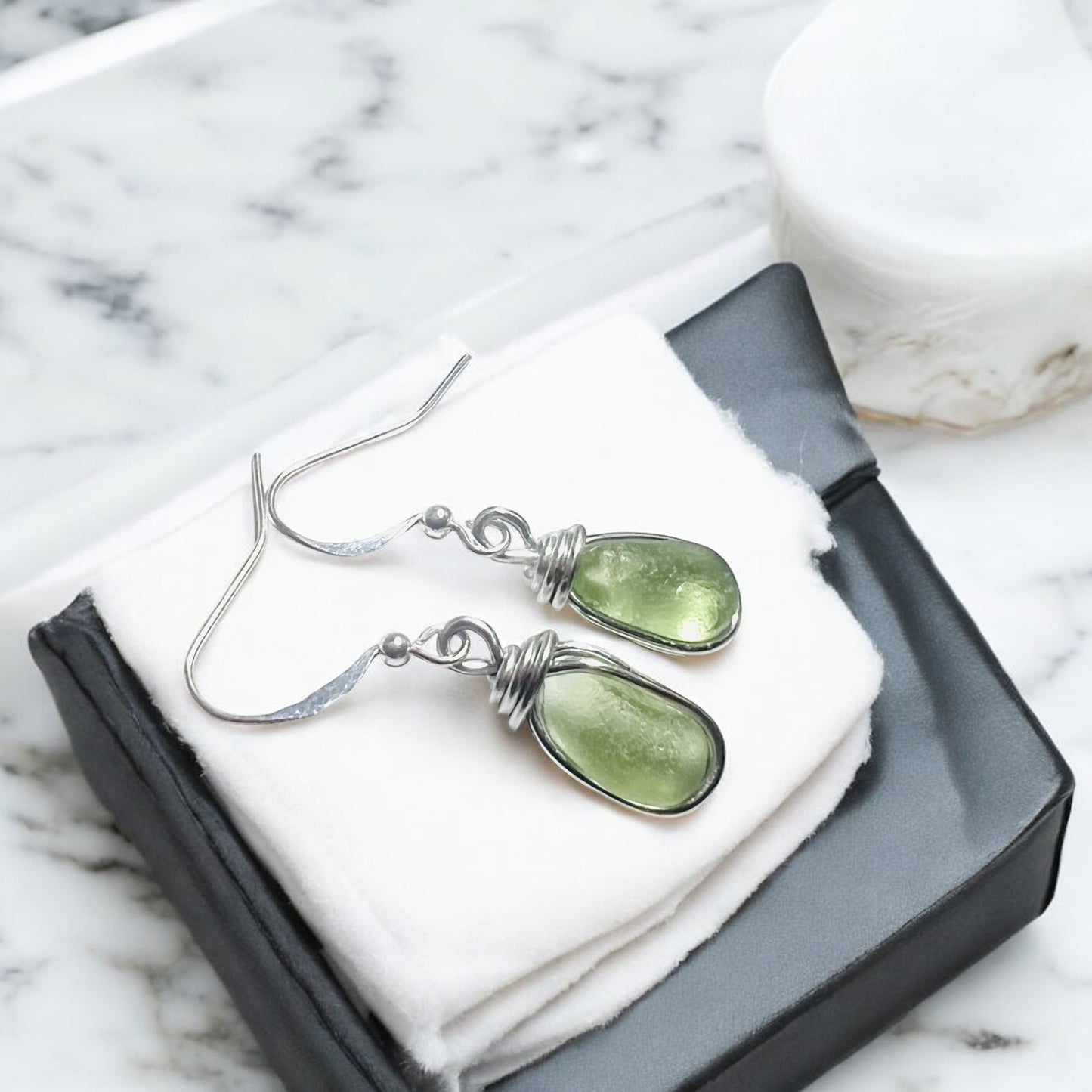 Small Dangly Seaham Sea Glass Earrings