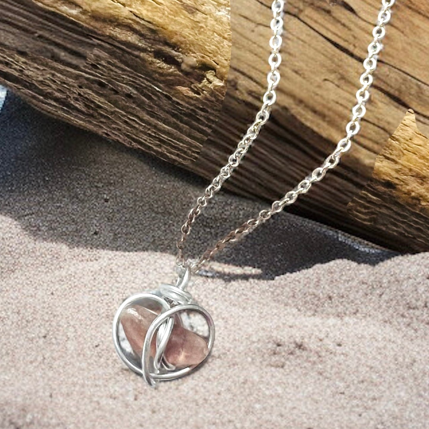 Dusky Pale Pink Seaham Sea Glass Pendant