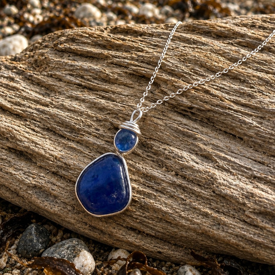 Blue Seaham Sea Glass Pendant